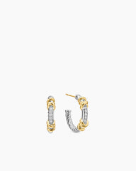 Petite Helena Wrap Hoop Earrings in Sterling Silver with 18K Yellow Gold and Diamonds, 3/4in