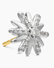 Petite Starburst Stud Earrings in Sterling Silver with Diamonds, 10mm