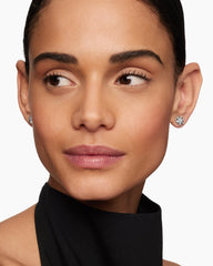 Petite Starburst Stud Earrings in Sterling Silver with Diamonds, 10mm