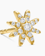 Petite Starburst Stud Earrings in 18K Yellow Gold with Diamonds, 7.5mm
