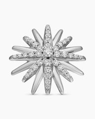 Starburst Stud Earrings in Sterling Silver with Diamonds, 19mm