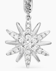 Starburst Drop Earrings in Sterling Silver with Diamonds, 25mm