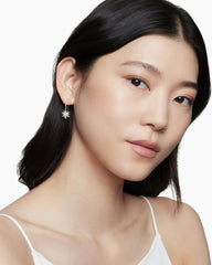 Starburst Drop Earrings in Sterling Silver with Diamonds, 25mm