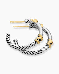 Petite Helena Wrap Hoop Earrings in Sterling Silver with 18K Yellow Gold and Diamonds, 1in