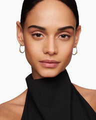 Petite Helena Wrap Hoop Earrings in Sterling Silver with 18K Yellow Gold and Diamonds, 1in