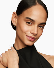 Petite Infinity Huggie Hoop Earrings in Sterling Silver with 14K Yellow Gold, 3mm