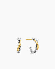 Petite Infinity Huggie Hoop Earrings in Sterling Silver with 14K Yellow Gold, 3mm