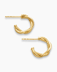 Petite Infinity Huggie Hoop Earrings in 18K Yellow Gold with Diamonds, 3mm