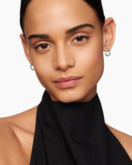 Petite Infinity Huggie Hoop Earrings in Sterling Silver with Diamonds, 3mm