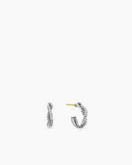 Petite Infinity Huggie Hoop Earrings in Sterling Silver with Diamonds, 3mm