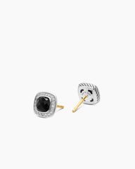 Petite Albion® Stud Earrings in Sterling Silver with Black Onyx and Diamonds, 5mm