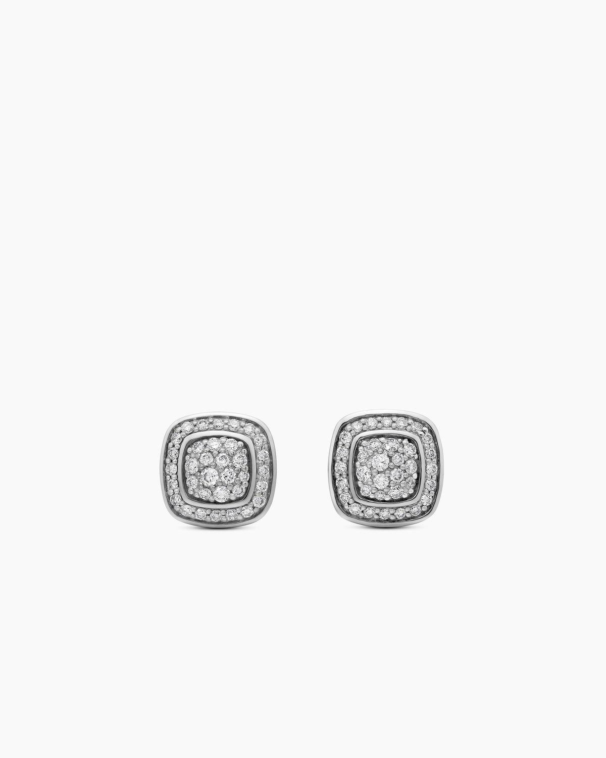 Petite Albion® Stud Earrings in Sterling Silver with Pavé Diamonds, 5mm