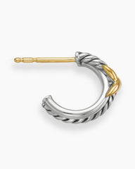 Petite X Hoop Earrings in Sterling Silver with 18K Yellow Gold, 12.6mm