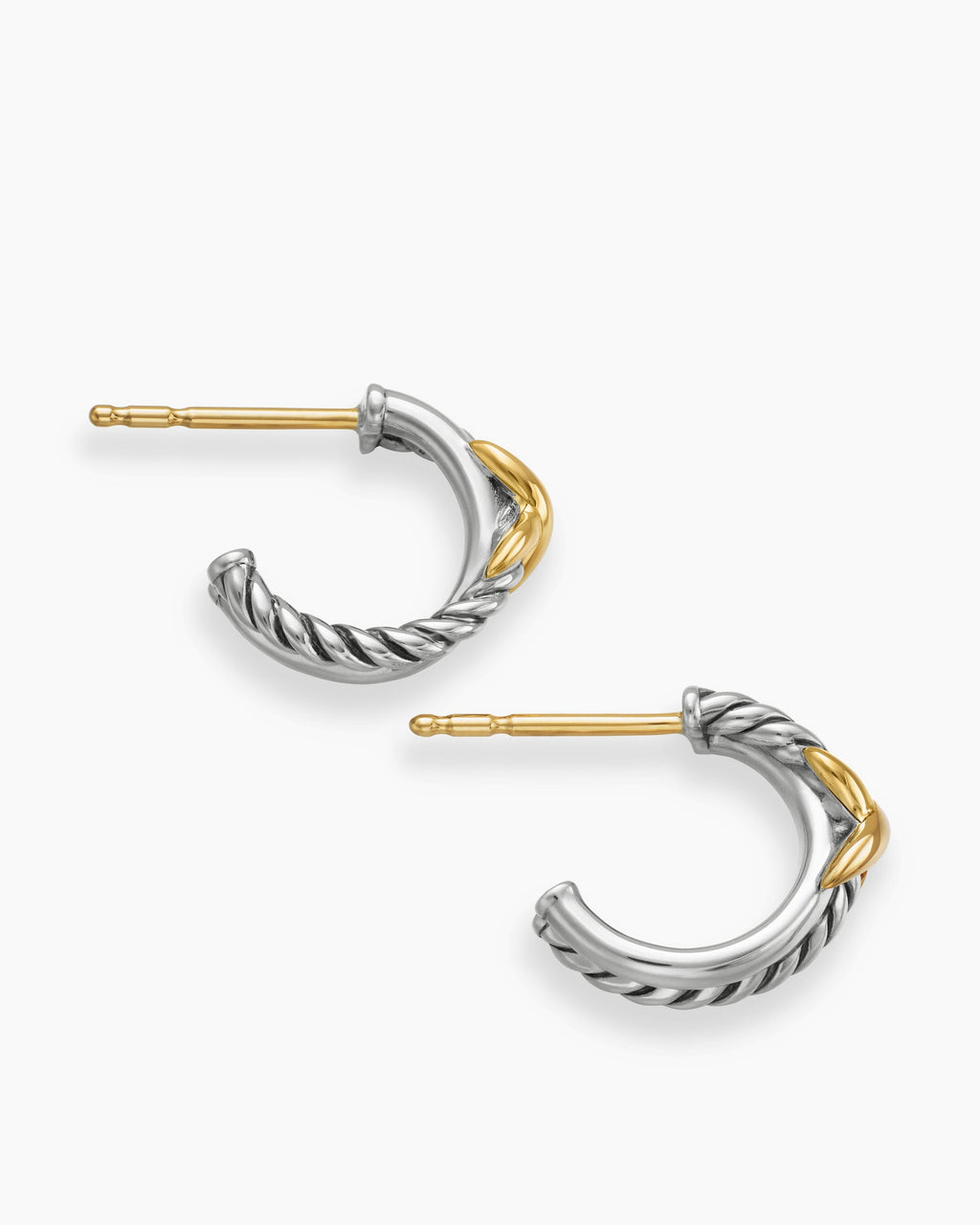 Petite X Hoop Earrings in Sterling Silver with 18K Yellow Gold, 12.6mm