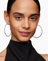 Cable Hoop Earrings in Sterling Silver, 2.5in