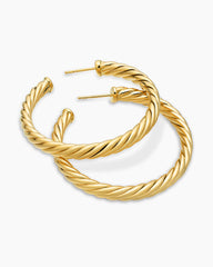 Sculpted Cable Hoop Earrings in 18K Yellow Gold, 1.75in