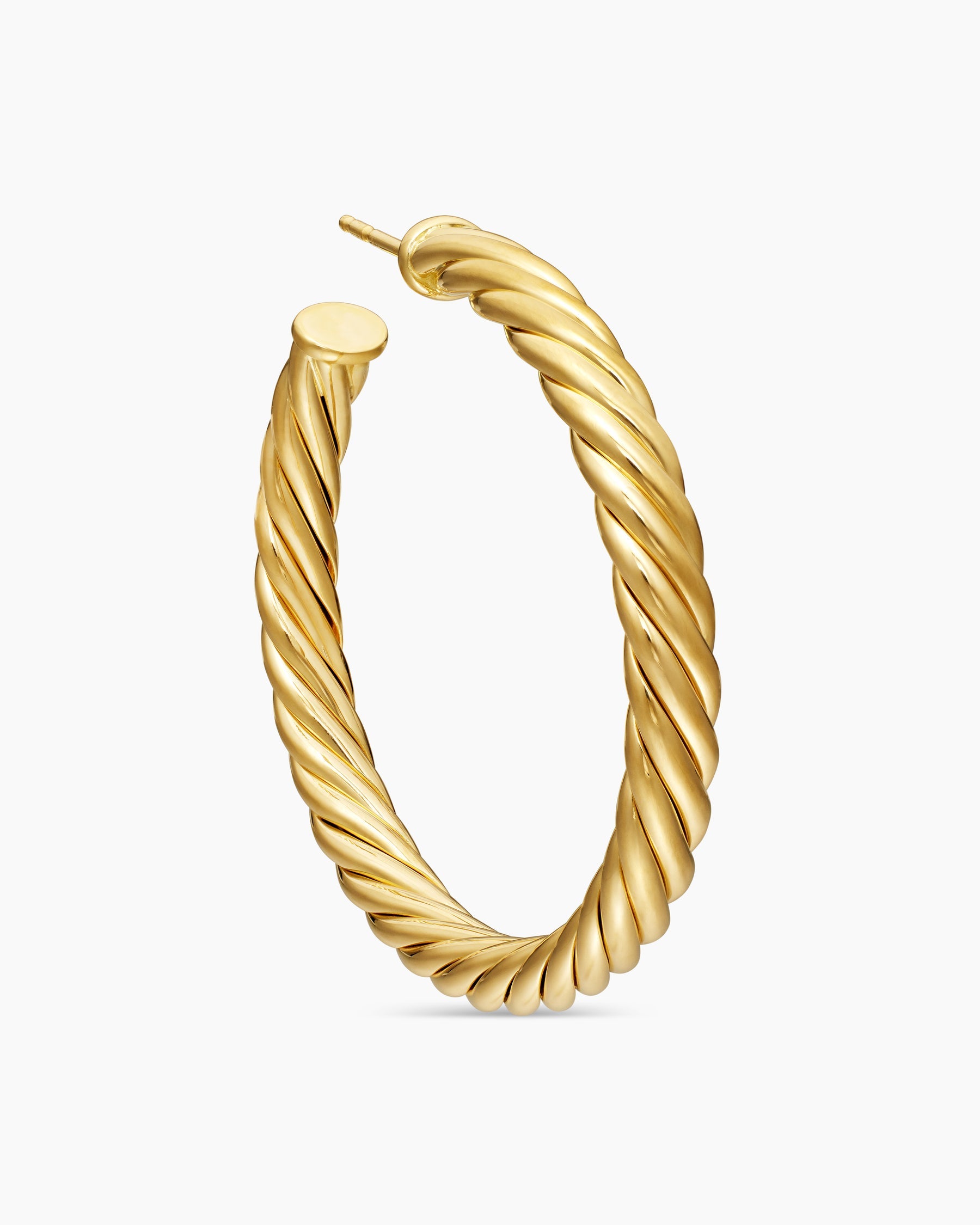 Sculpted Cable Hoop Earrings in 18K Yellow Gold, 1.75in