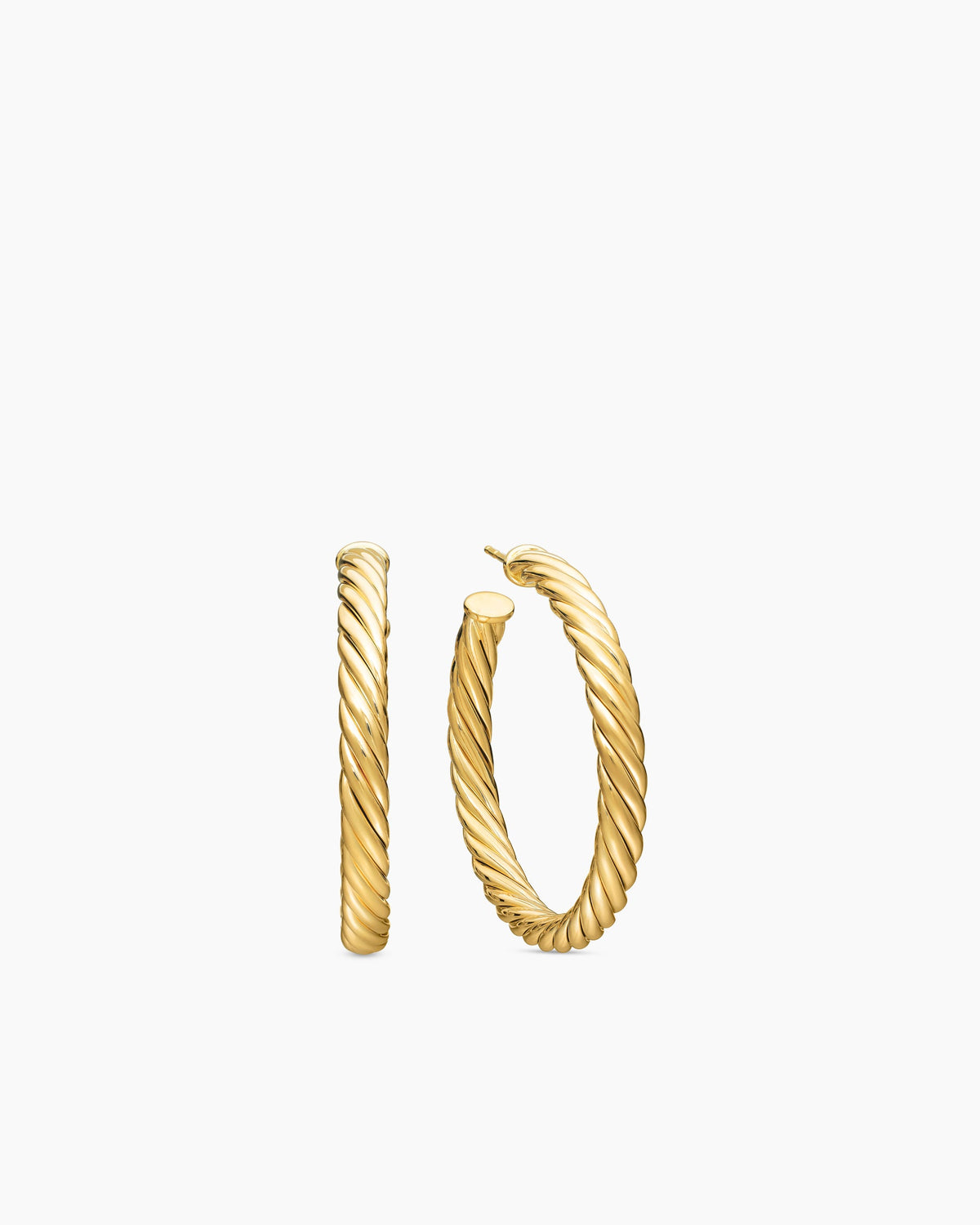 Sculpted Cable Hoop Earrings in 18K Yellow Gold, 1.75in