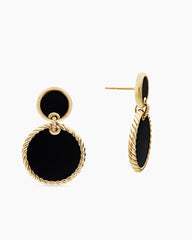 DY Elements® Double Drop Earrings in 18K Yellow Gold with Black Onyx, 33mm
