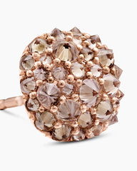 Reverse Set Pavé Cushion Stud Earrings in 18K Rose Gold with Cognac Diamonds, 8.5mm