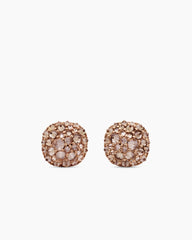 Reverse Set Pavé Cushion Stud Earrings in 18K Rose Gold with Cognac Diamonds, 8.5mm