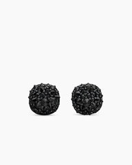 Reverse Set Pavé Cushion Stud Earrings in 18K White Gold with Black Diamonds, 8.5mm