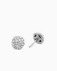 Reverse Set Pavé Cushion Stud Earrings in 18K White Gold with Diamonds, 8.5mm