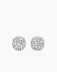 Reverse Set Pavé Cushion Stud Earrings in 18K White Gold with Diamonds, 8.5mm