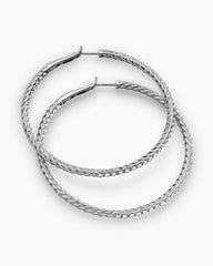 Reverse Set Pavé Hoop Earrings in 18K White Gold with Diamonds, 50.5mm