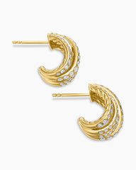Pavé Crossover Shrimp Earrings in 18K Yellow Gold with Diamonds, 15.8mm