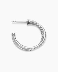 Pavé Crossover Hoop Earrings in 18K White Gold with Diamonds, 24mm