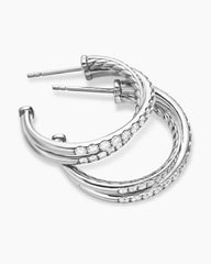 Pavé Crossover Hoop Earrings in 18K White Gold with Diamonds, 24mm