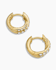 Pavé Crossover Hoop Earrings in 18K Yellow Gold with Diamonds, 12mm