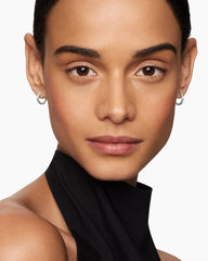 Pavé Huggie Hoop Earrings in Sterling Silver with Diamonds, 13mm