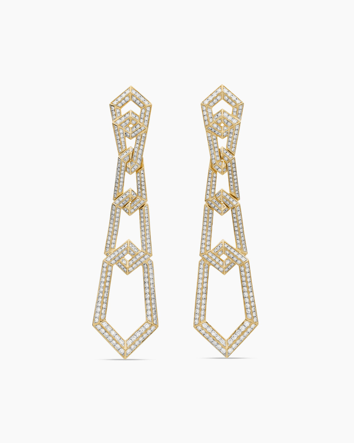 Carlyle™ Linked Drop Earrings in 18K Yellow Gold with Diamonds, 74mm