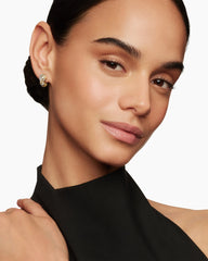 Thoroughbred Loop Huggie Hoop Earrings in 18K Yellow Gold with Diamonds, 14.5mm