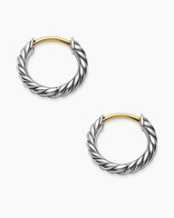 Sculpted Cable Micro Huggie Hoop Earrings in Sterling Silver, 10.7mm