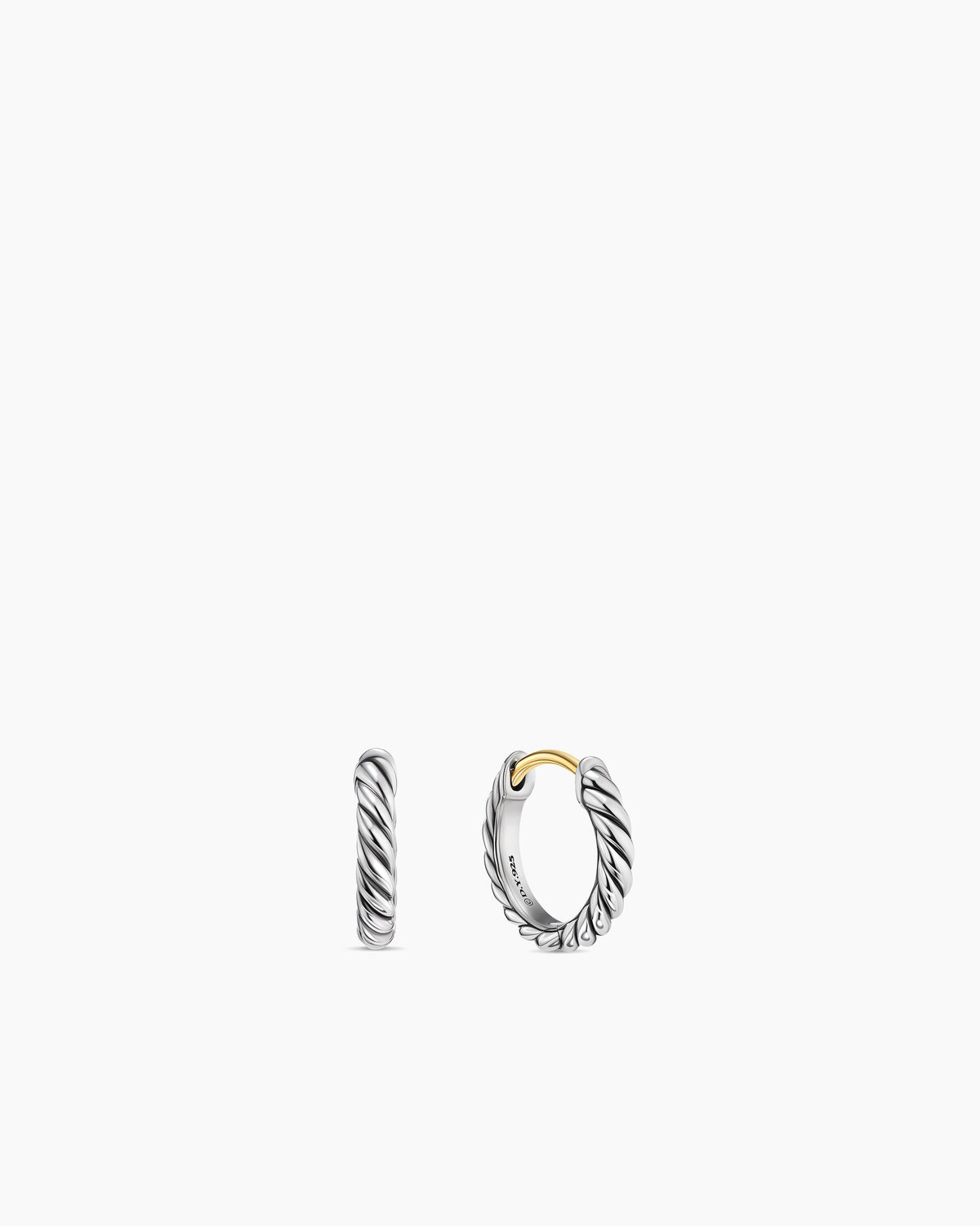 Sculpted Cable Micro Huggie Hoop Earrings in Sterling Silver, 10.7mm