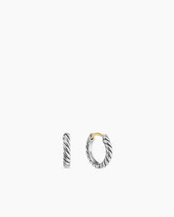 Sculpted Cable Micro Huggie Hoop Earrings in Sterling Silver, 10.7mm