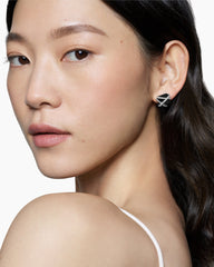 Cable Wrap Stud Earrings in Sterling Silver with Black Onyx and Diamonds, 12mm