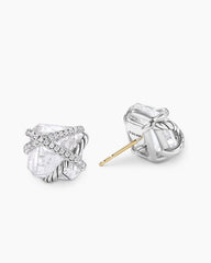 Cable Wrap Stud Earrings in Sterling Silver with Crystals and Diamonds, 12mm