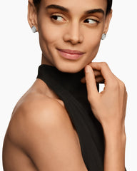 DY Elements® Button Stud Earrings in Sterling Silver with Diamonds, 13.6mm