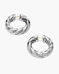Cable Edge® Hoop Earrings in Sterling Silver, 28.9mm