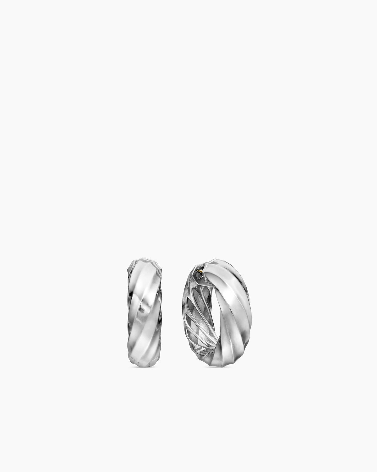 Cable Edge® Hoop Earrings in Sterling Silver, 28.9mm