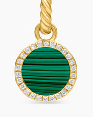 Petite DY Elements® Drop Earrings in 18K Yellow Gold with Malachite and Diamonds, 22.6mm
