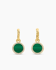 Petite DY Elements® Drop Earrings in 18K Yellow Gold with Malachite and Diamonds, 22.6mm