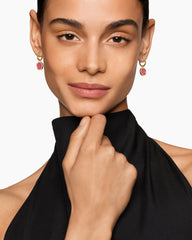 Petite DY Elements® Drop Earrings in 18K Yellow Gold with Rhodonite and Diamonds, 22.6mm