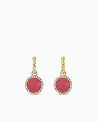 Petite DY Elements® Drop Earrings in 18K Yellow Gold with Rhodonite and Diamonds, 22.6mm