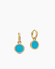 Petite DY Elements® Drop Earrings in 18K Yellow Gold with Turquoise and Diamonds, 22.6mm