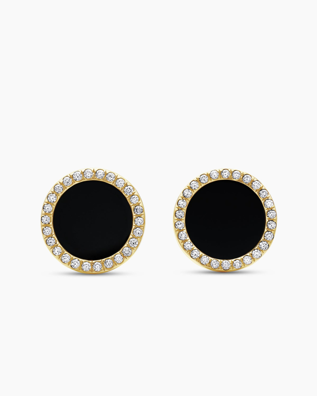 Petite DY Elements® Stud Earrings in 18K Yellow Gold with Black Onyx and Diamonds, 11mm
